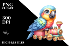 Cute Colorful Small Baby Macaw Sitting Small Train Clipart Product Image 2