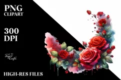 Vibrant Red Roses Watercolor | Sublimation | Clipart Product Image 3