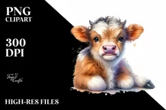 Happy Highland Cow Watercolor Splash | Sublimation Clipart Product Image 3