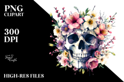 Grungy Skull Spring Flowers PNG Product Image 2