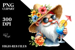 Whimsical Gnome Drinking a Cocktail PNG Product Image 2