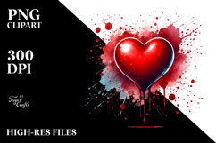 Red Glossy Heart Watercolor PNG Product Image 2