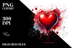 Red Glossy Heart Watercolor PNG Product Image 2