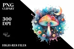 Colorful Watercolor Mushroom Splash | Sublimation Clipart Product Image 1