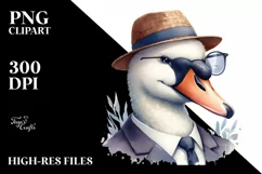 Funny Cute Swan Portrait Retro Clipart Product Image 3
