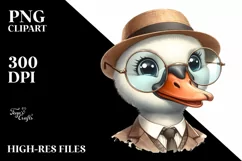 Funny Cute Swan Portrait Retro Clipart Product Image 3