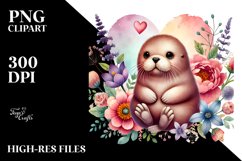 Boho Baby Walrus with Heart, PNG Product Image 2