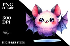 Funny Vibrant Watercolor Cute Bat Product Image 1