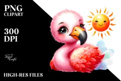 Colorful Watercolor Baby Flamingo with Sun | Sublimation | Product Image 3
