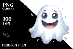 Funny Ghost Washed Watercolor PNG Product Image 2