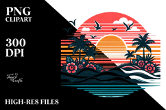 Retro Tropical Sunset, PNG Product Image 2