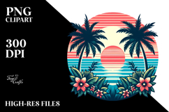 Retro Tropical Sunset, PNG Product Image 2