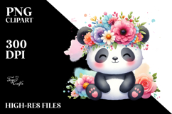 Panda Flower Crown Cartoon-Style | Clipart Product Image 2