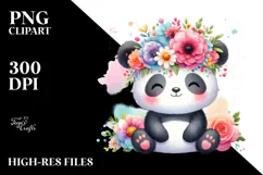 Panda Flower Crown Cartoon-Style | Clipart Product Image 2