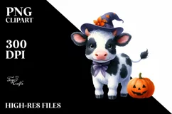 Simple Vibrant Baby Cow Halloween Drawing Sublimation Product Image 1