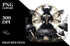 Gothic Fairy on a Mushroom, PNG Product Image 2