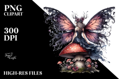 Gothic Fairy on a Mushroom, PNG Product Image 2
