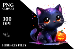 Vibrant Drawing of Baby Black Cat | Clipart Product Image 2