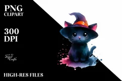 Vibrant Drawing of Baby Black Cat | Clipart Product Image 3