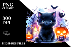 Vibrant Drawing of Baby Black Cat | Clipart Product Image 2