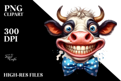 Crazy Funny Cow Portrait | Clipart Product Image 2