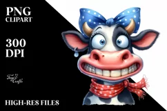 Cow Sublimation Clipart Crazy Funny Cow Portrait Product Image 1