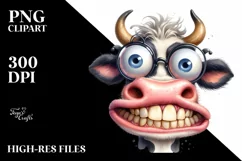 Cow Sublimation Clipart Crazy Funny Cow Portrait Product Image 3