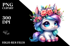 Watercolor Cute Baby Unicorn PNG Product Image 2