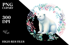 Vibrant Watercolor Polar Bear Floral Frame | Sublimation | Product Image 2