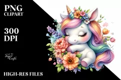 Watercolor Pastel Cute Baby Unicorn Hugging | Sublimation | Product Image 3