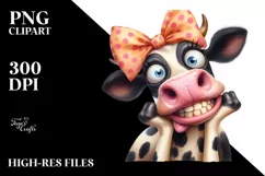 Cow Sublimation Clipart Crazy Funny Cow Portrait Product Image 1