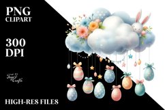 Watercolor Easter Eggs Cloud Hanging PNG Product Image 2