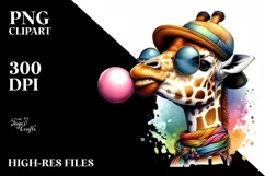 Colorful Giraffe Chewing Gum | Sublimation Clipart Product Image 3