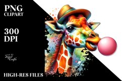 Quirky Giraffe Chewing Gum Watercolor Product Image 3