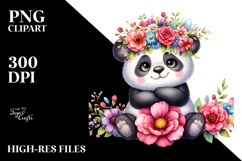 Cartoon-Style Panda with Flower Crown PNG Product Image 2