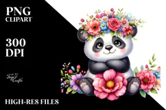 Cartoon-Style Panda with Flower Crown PNG Product Image 2