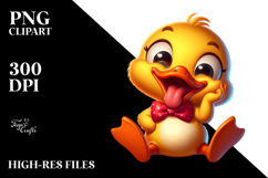 Joyful Duck with Bow Tie PNG Product Image 2