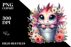 Watercolor Baby Dragon with Big Eyes Product Image 3