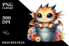 Watercolor Baby Dragon with Big Eyes Product Image 1
