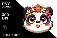 Goofy Panda with Flower Crown, PNG Product Image 2