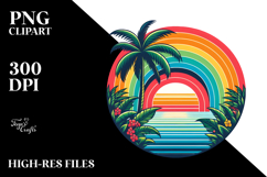 Retro Tropical Rainbow Sunset, PNG Product Image 2