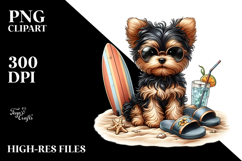 Yorkipoo with Surf and Slippers in Sunset | Sublimation | Product Image 2