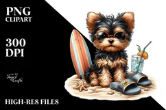 Yorkipoo with Surf and Slippers in Sunset | Sublimation | Product Image 2