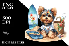 Yorkipoo with Surf and Slippers in Sunset | Sublimation | Product Image 2