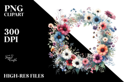 Colorful Floral Frame with Wild Flowers PNG Product Image 2