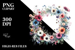 Colorful Floral Frame with Wild Flowers PNG Product Image 2