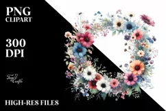Colorful Floral Frame with Wild Flowers PNG Product Image 3