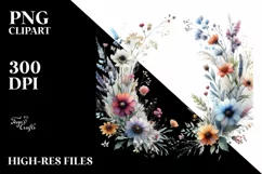 Colorful Floral Frame with Wild Flowers PNG Product Image 3