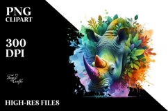 Vibrant Watercolor Rhino, Transparent PNG Product Image 3