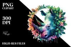 Vibrant Watercolor Rhino, Transparent PNG Product Image 3